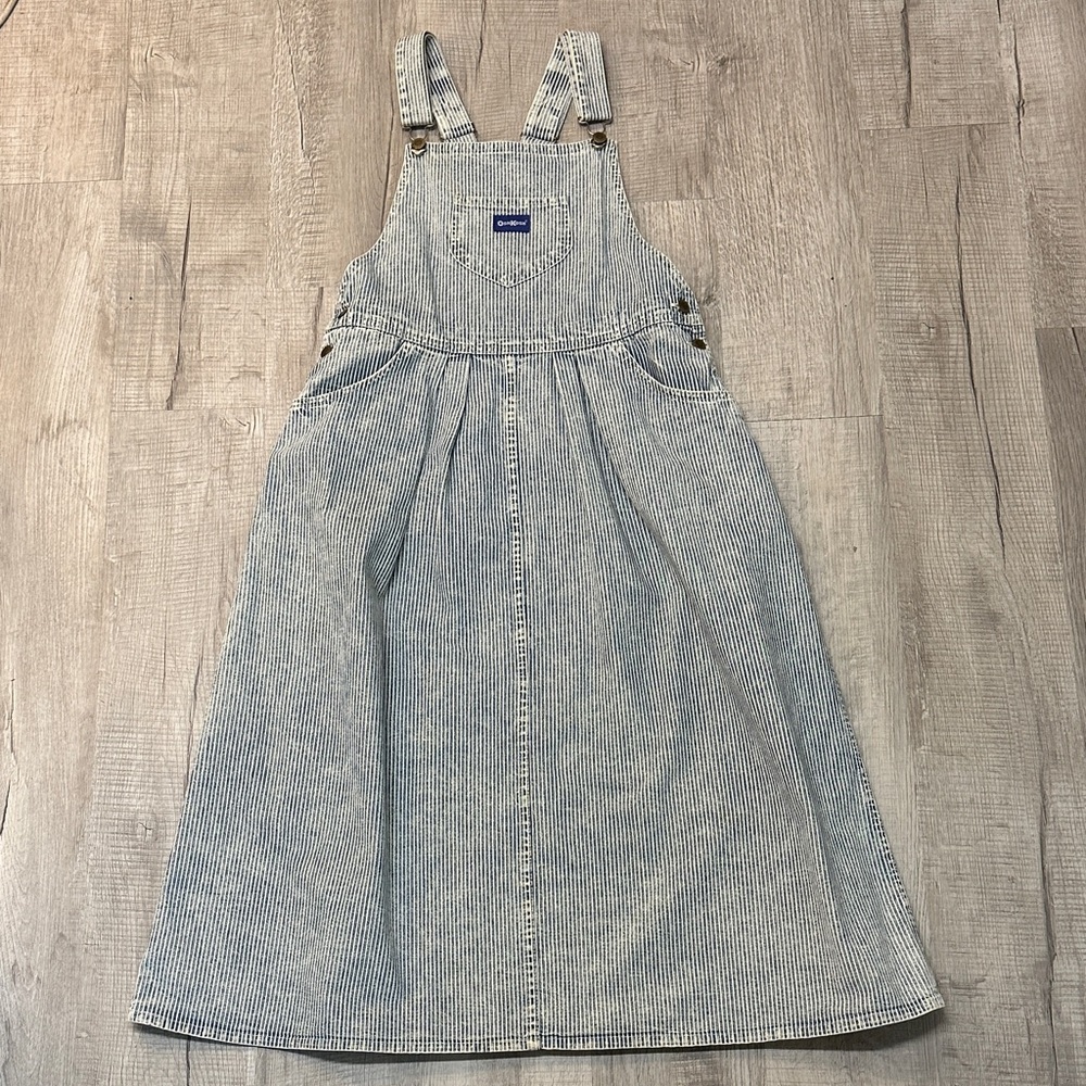 Vintage OshKosh Women’s Railroad stripe Overall Dress | 14